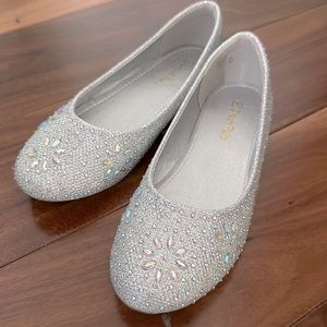 Silver girls flats